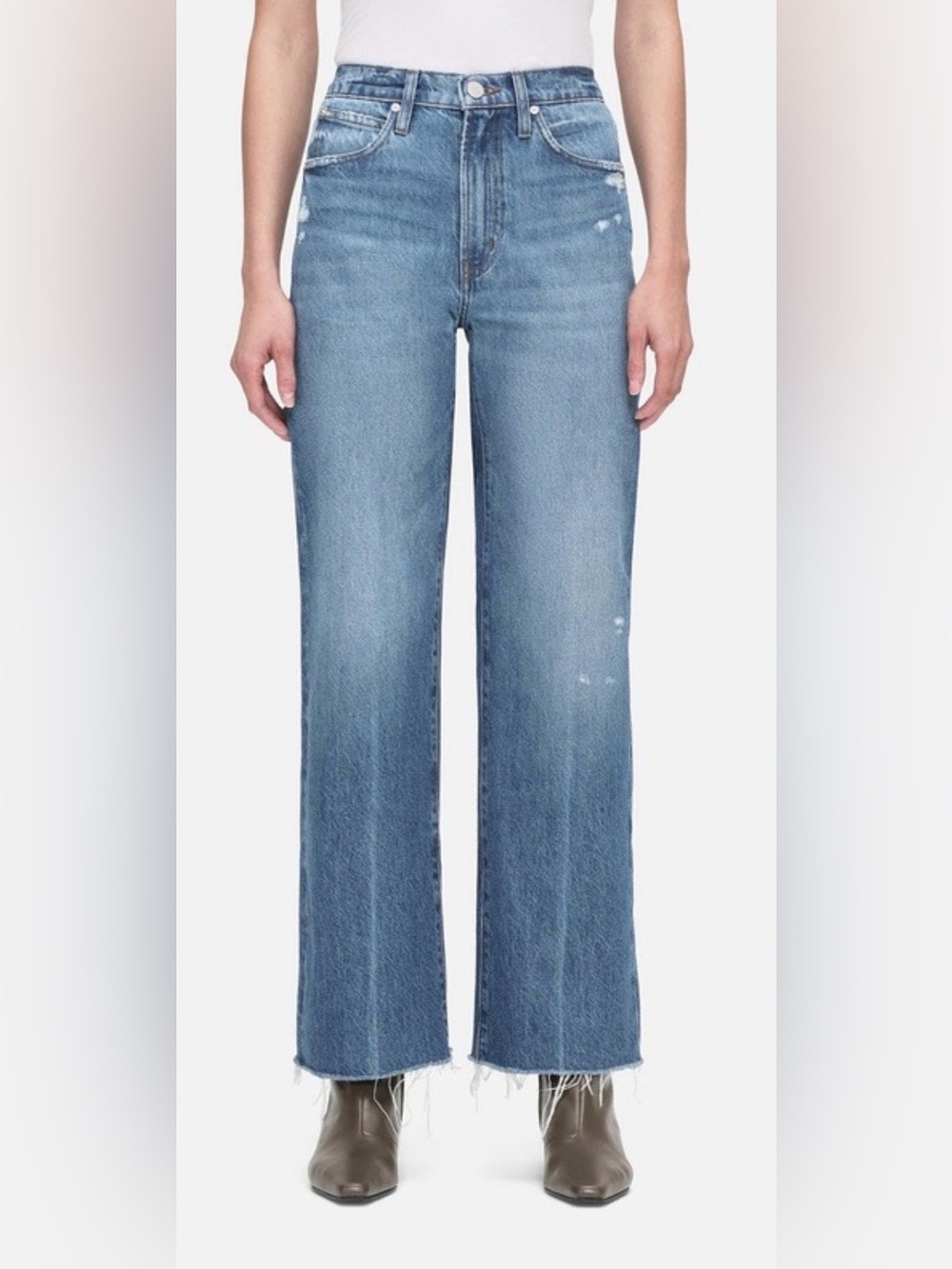 FRAME THE RELAXED STRAIGHT RAW FRAY IN DIVINE MODERN